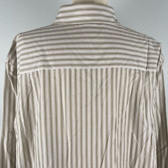 NWT Via Europa Beige Striped Button-Up Shirt Size XL - Picture 6 of 9